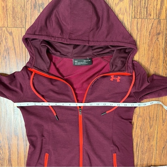 Under Armour Crimson Coral Full Zip Up Hooded Sweatshirt Athletic Jacket Small - Picture 13 of 15